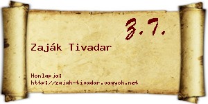 Zaják Tivadar névjegykártya